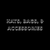 Text 'HATS, BAGS, & ACCESSORIES' on a black background